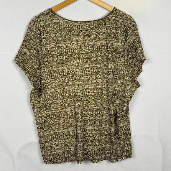 Jones NY Women's Short Sleeve Y2K Babydoll Top Sz 3X Mesh Island Vacation Beach - Picture 2 of 6